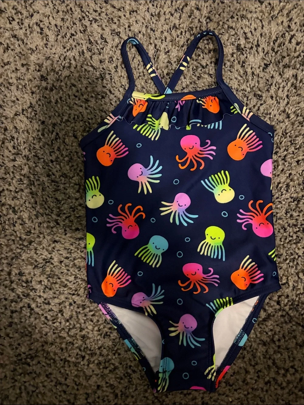 Girls' Navy Octopus Print One-Piece Swimsuit